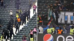 FIGHT AFTER FINAL WHISTLE | Marseille Fans Clash with Security and Frankfurt Fans