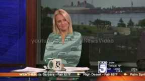 News blooper - news anchor Jessica Holmes' green screen dress
