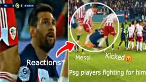 👀Messi Reactions to Psg players fighting for him After Ajaccio defender kicked 😅