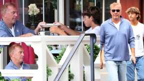 Kevin Costner Enjoys a Relaxed Breakfast with his Youngest Son in Santa Barbara in California