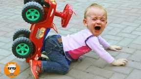 Power Car vs Baby Fall - Funny Babies Have Troubles with Cars || Just Funniest