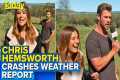 Chris Hemsworth crashes live TV