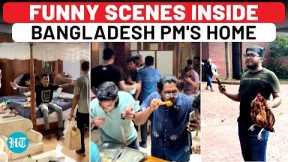 Bangladesh: Funny Scenes Inside PM's Home - Protestors Eat Food, Sit On Bed As Cops Look On | Hasina