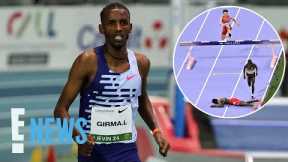 Olympic Runner Lamecha Girma Taken on Stretcher After Frightening Fall  | 2024 Olympics | E! News