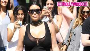 Kim Kardashian Keeps Cool When Swarmed By Fans & Paparazzi Leaving Lunch At La Scala In Bev. Hills