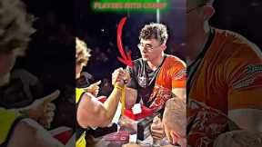 Akimbo put the arrogant champion in his place🔥😱 #armwrestling #trending#sports#shorts
