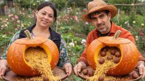 This Food Is Trending on Social Media! Pilaf and Meatballs in a Pumpkin