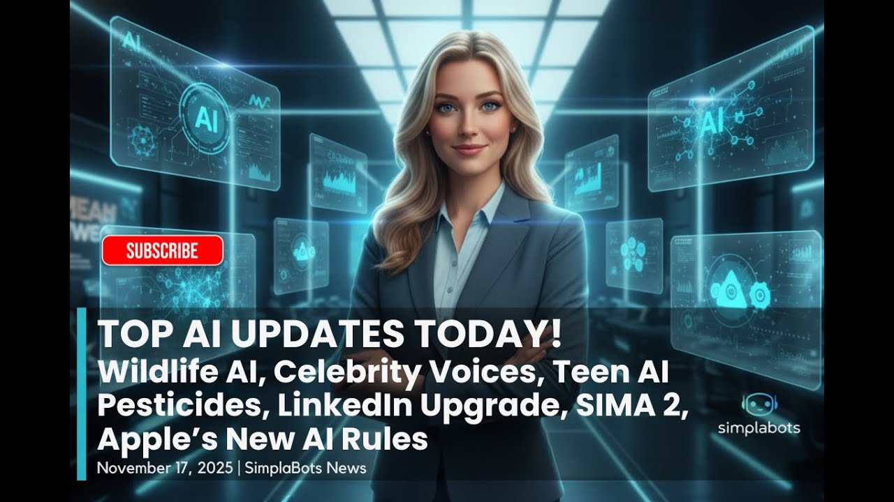 AI News November 17, 2025: Wildlife AI, Celebrity Voices, SIMA 2 & Apple Rules